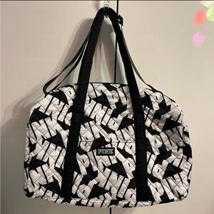 RARE Victoria's Secret PINK Travel Duffle Bag - Black/White NEW